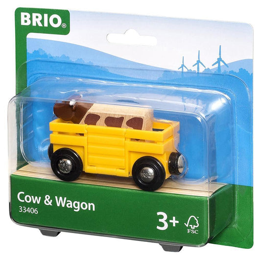 Brio Cow and Wagon 33406 Wooden Train Carriage 3+