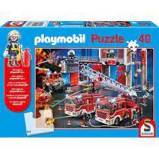 40 Piece Playmobil Fire Department Puzzle and Figure by Schmidt
