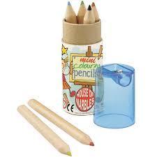 Tub of Mini Colour Pencils with Sharpener in Lid