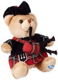 19cm Scottish Piper Bear with Tartan Kilt Soft Plush Toy