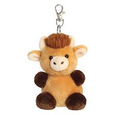 Hubert the Highland Cow Palm Pals Keyclip Plush by Aurora 0+