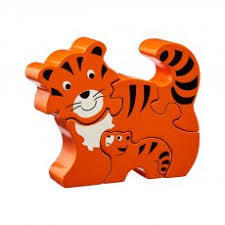 Wooden Tiger and Baby Cub Jigsaw Puzzle by Lanka Kade SJ05