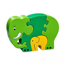 Wooden 5 Piece Elephant & Baby Jigsaw Puzzle by Lanka Kade