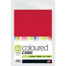 A4 Coloured Card 8 Sheets 220gsm