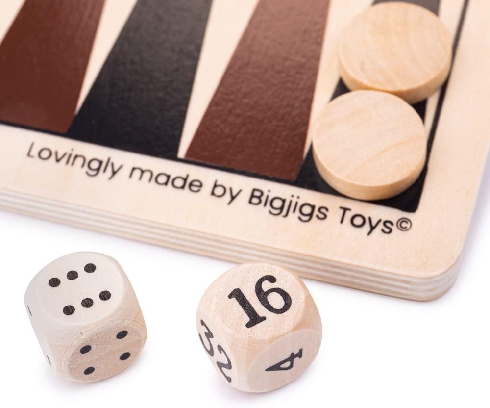 Wooden Backgammon Game by Big Jigs 3+