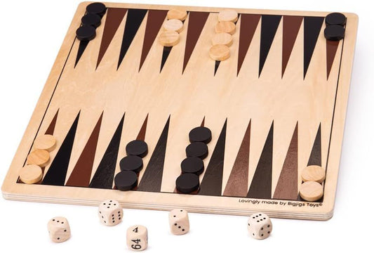Wooden Backgammon Game by Big Jigs 3+