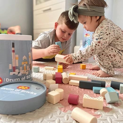 Bigjigs Drum of 50  Blocks FSC Certified 12 Months +