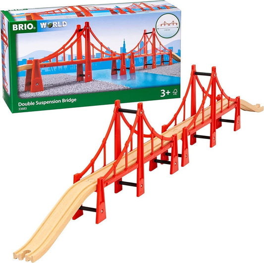 BRIO Double Suspension Bridge For Wooden Train Stes 33885 3+