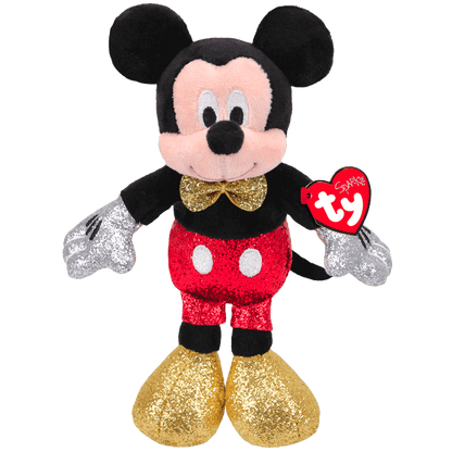 Disney Mickey Mouse Sparkle Ty Beanie With Sound 15cm Soft Toy