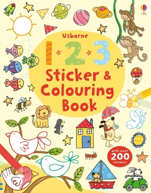 123 Sticker and Colouring Book with 200 Sticker by Usborne 3+
