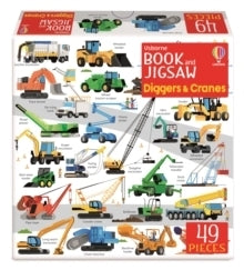 49 Piece Diggers and Cranes Book and Jigsaw by Usborne 4+