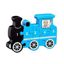 Wooden Number 1 to 5 Blue Train Jigsaw Puzzle by Lanka Kade