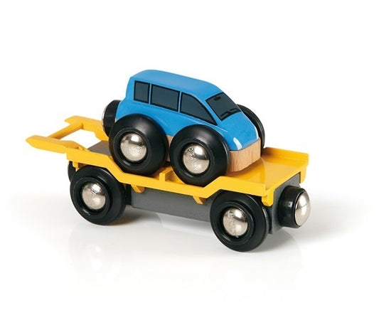Brio Blue Car Transporter Train Wagon 33577