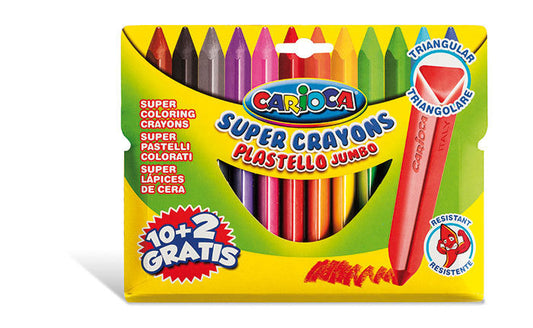 Carioca 12pc Triangular Super Colouring Crayons 42671