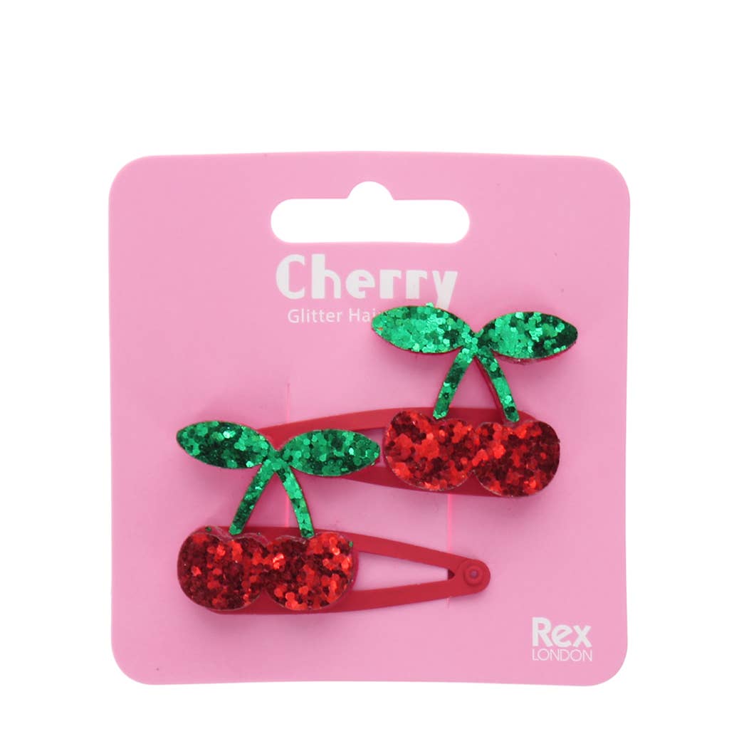 Glitter hair clips - Cherry 3+