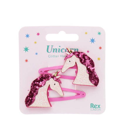 Glitter hair clips - Unicorn 3+