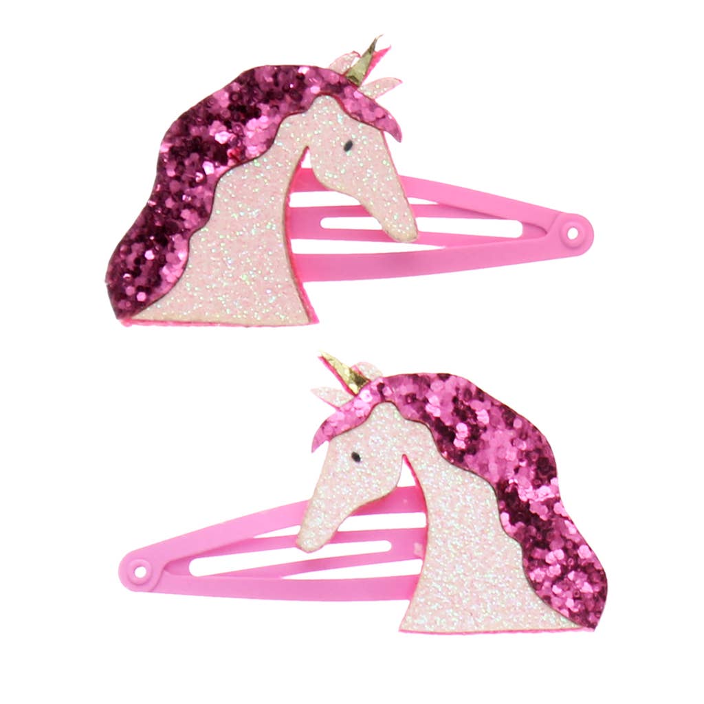 Glitter hair clips - Unicorn 3+