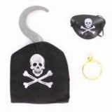 Fancy Dress Pirate Hook with Eye Patch and Earring 19cm 3+